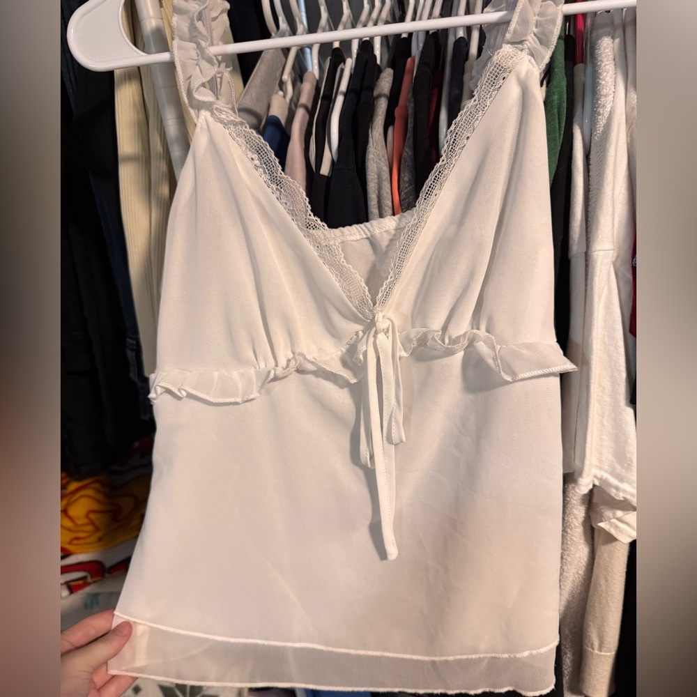 White Lace Trim Camisole Top